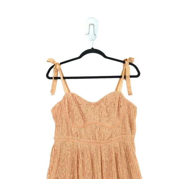 Jonathan Simkhai Women 6 Bonnie Dress Butterscotch Orange Pleated Bustier FLAW - Picture 4 of 10